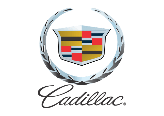 Cadillac logo featuring shield and laurel wreath