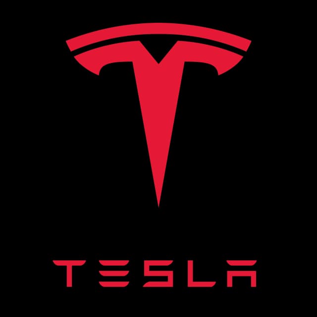 Tesla logo on a black background